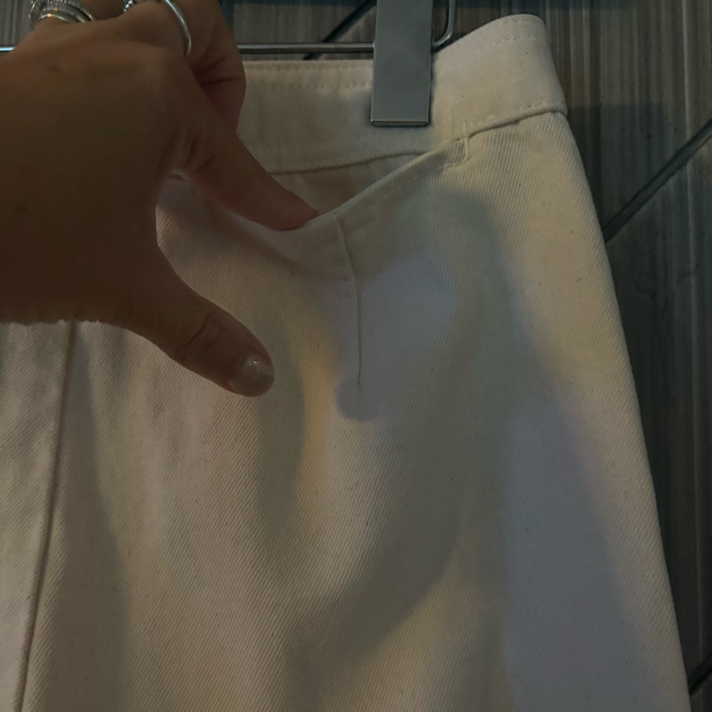 Tory Burch Button Fly Wide Leg Preppy Denim Cream High Rise Sailor Pants Size 2 - Picture 9 of 16